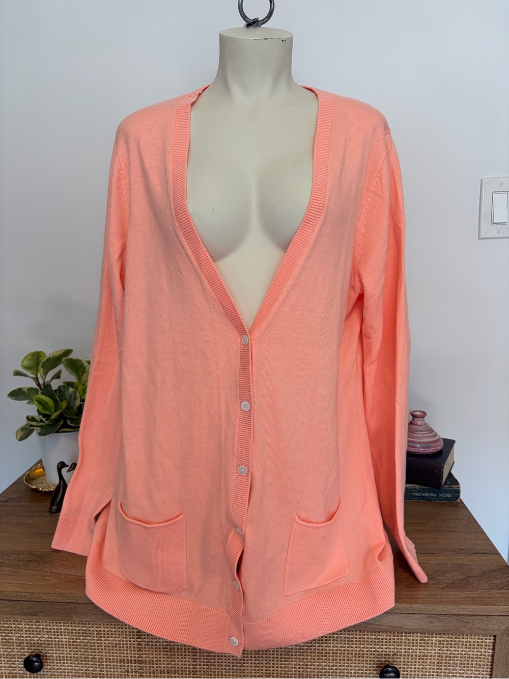 Gap Designed & Crafted peach/coral Wool Blend Cardigan XL